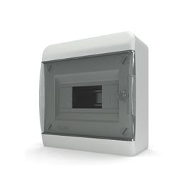 Бокс навесной IP41  8 мод. BNK 40-08-1 (прозрачная черная дверь) (TEKFOR)