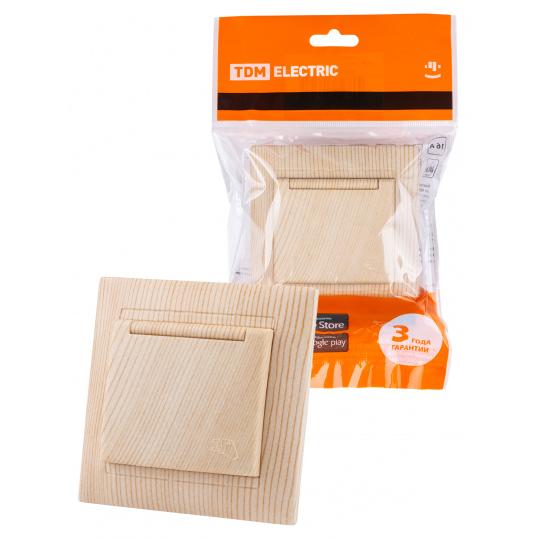 Розетка 2П+З 16А 250В IP44 с крышкой сосна "Лама" TDM