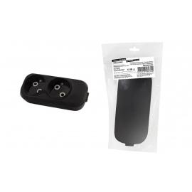 Колодка розеточная 2 гнезда 2П б/з 10А 250В черная серии "Народная"