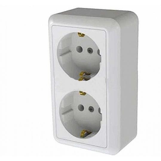 Розетка откр/уст 2-мест. с заземлением 16А слоновая кость РА 16-374М "Оптима"