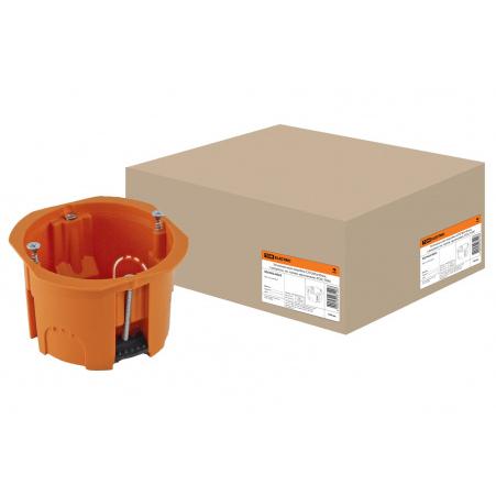 Установочная коробка СП D65х45мм, саморезы, пл. лапки, оранжевая, IP20, TDM