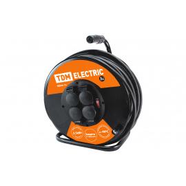 Удлинитель силовой УХз16-004 TDM (метал. катушка, А3, 4 места IP44/40м КГ 3х2,5)