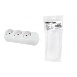 Колодка розеточная 3 гнезда 2П+3 16А 250В белая серии "Народная"