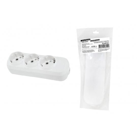 Колодка розеточная 3 гнезда 2П+3 16А 250В белая серии "Народная"