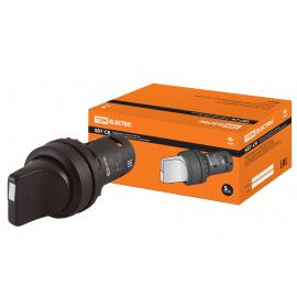 Переключатель на 2 положения с фиксацией SB7-CD25 короткая ручка d22мм 1з+1р черный TDM