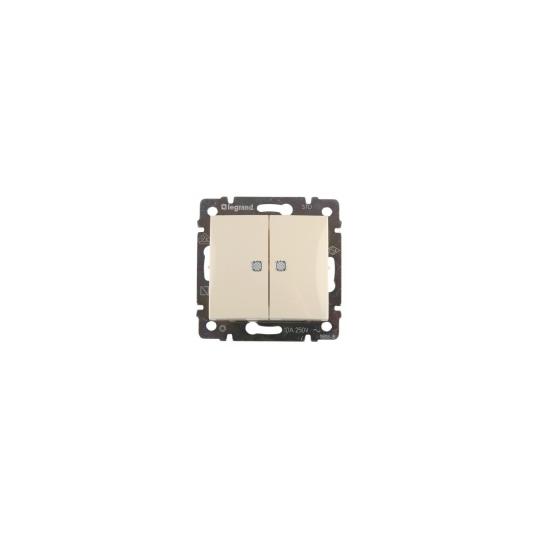 Выключатель скр/уст 2-кл. с подсветкой IP20 10А слоновая кость "Valena" (Legrand) 774328