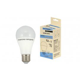 Лампа светодиодная НЛ-LED-A60-12 Вт-230 В-6500 К-Е27, (60х112 мм), Народная