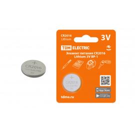 Элемент питания CR2016 Lithium 3V BP-1 TDM