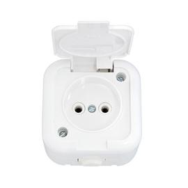 Розетка откр/уст 1-мест. без заземления IP44 16А белая с крышкой РА-16-236 (Беларусь)