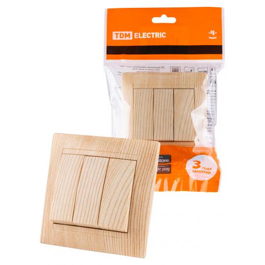 Выключатель 3-х кл. 10А сосна "Лама" TDM