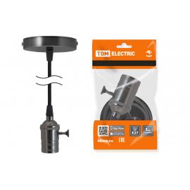 Патрон Е27 с выключателем с подвесом 1 м, металлический "Лофт", черный TDM