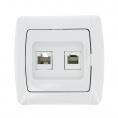 Розетка компьютер+телефон скр/уст RJ-45/RJ-11  белая "Мадрид" (EKF)