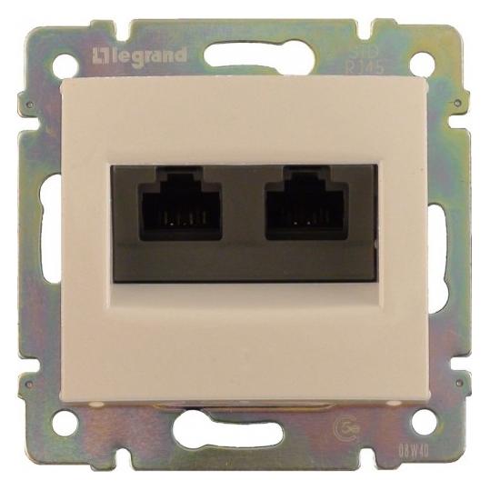 Розетка компьютерная скр/уст двойная RJ-45 UTP CAT5E слоновая кость "Valena" (Legrand) 774131