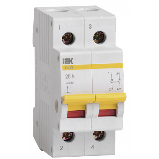 Выключатель нагрузки (мини-рубильник) ВН-32 2Р 20А IEK