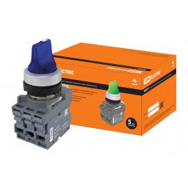 Переключатель на 2 положения с фиксацией M2SS1-21L короткая ручка(LED) d22мм/220B 1з+1р синий TDM
