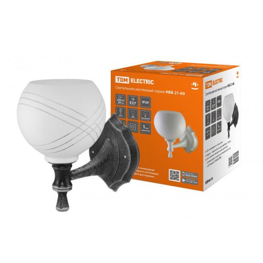 Светильник НББ 21-60-1322 УХЛ4 (черный под серебро, плафон полушар "параллели") TDM