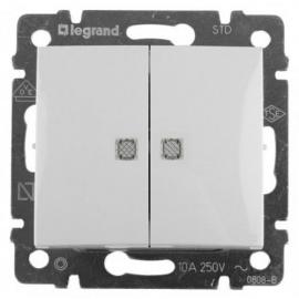 Выключатель скр/уст 2-кл. с подсветкой IP20 10А  белый "Valena" (Legrand) 774428
