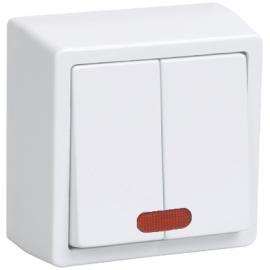 Выключатель откр/уст 2-кл. с подсветкой IP44 10А белый ВС20-2-1-ГПБ (IEK)