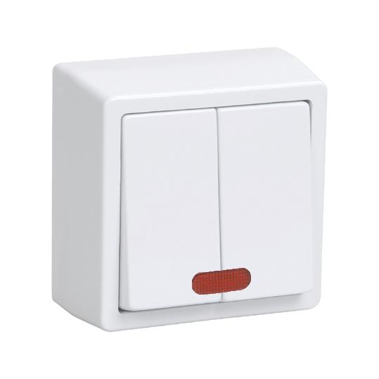Выключатель откр/уст 2-кл. с подсветкой IP44 10А белый ВС20-2-1-ГПБ (IEK)