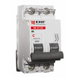 Автоматический выключатель   10А 2P ВА47-63 C10 4,5кА (EKF)