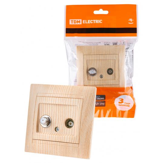 Розетка TV ("мама") + SAT (F-разъем) 0-2400МГц сосна "Лама" TDM