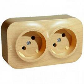 Розетка откр/уст 2-мест. с заземлением 16А сосна "Quteo" (Legrand) 782273