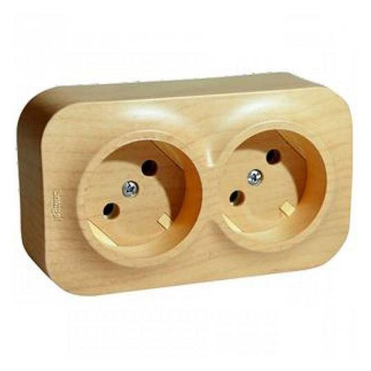Розетка откр/уст 2-мест. с заземлением 16А сосна "Quteo" (Legrand) 782273
