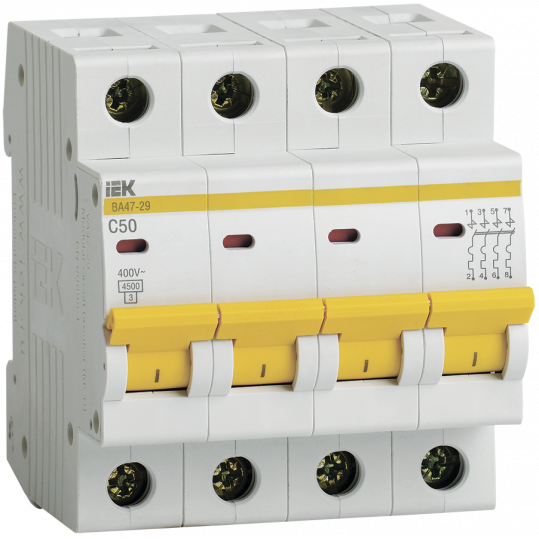 Выключатель автоматический ВА47-29 4Р 50А 4,5кА С IEK