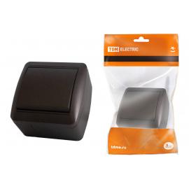 Выключатель 1-кл. открытой установки IP44 10А шоколад "Селигер" TDM