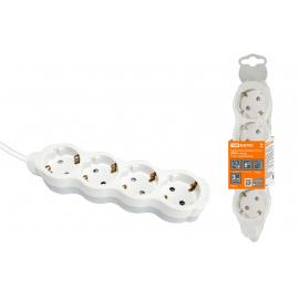 Удлинитель бытовой "Люкс" УЛ04 4 гнезда, 7м, с/з, с з/ш, ПВС 3х1мм2 16А/250В бело-серый TDM