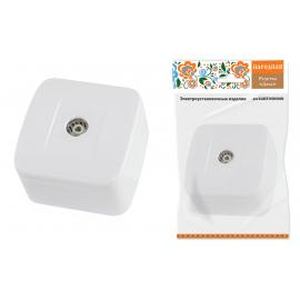 Розетка TВ простая (0-2400 Гц,  "мама") открытой установки, IP20 белая "Дача" Народная