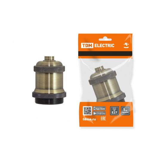Патрон подвесной Е27, металлический "Лофт", бронза TDM