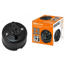 Выключатель фарфоровый поворотный с ручкой (бантик) 10А черный «Болонь» TDM