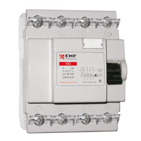 Выключатель дифференциальный (УЗО)  25А/ 30мА 4P тип AC (EKF) 