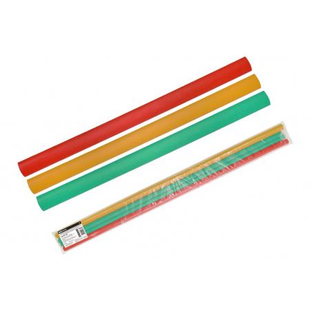 Трубки термоусаживаемые не распространяющие горение, с клеевым слоем, набор 3 цвета (красный, желтый, зеленый) по 3 шт., длиной 1,0 м ТТкНГ(3:1)-12,7/4,3 TDM