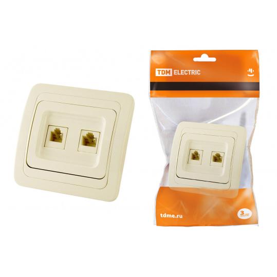 Розетка компьютерная RJ-45 + TФ (RJ-11) сл. кость "Валдай" TDM