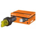 Переключатель на 3 положения с фиксацией SB7-CK3565-220V короткая ручка(LED) d22мм 1з+1р желтый TDM