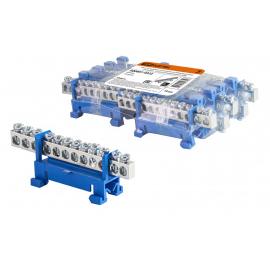 Шина "N" нулевая с изолятором на DIN-рейку 6x9мм стойка мал. 12 групп никелированная TDM