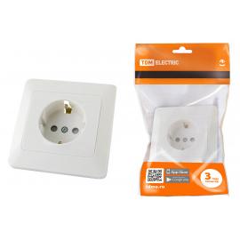 Розетка 2П+З с защ. шт. 16А 250В белая "Ильмень" TDM
