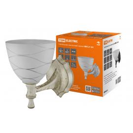 Светильник НББ 21-60-1411 УХЛ4 (белый под золото, плафон конус "линии") TDM