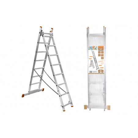 Лестница алюминиевая, ЛА2х7, 2х секционная х 7 ступеней, h=2880 мм, Народная