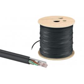 Кабель витая пара U/UTP Cat 5e 4х2х24AWG (305м) solid, PE для наружн. прокл., чёрный, трос 1,2мм TDM