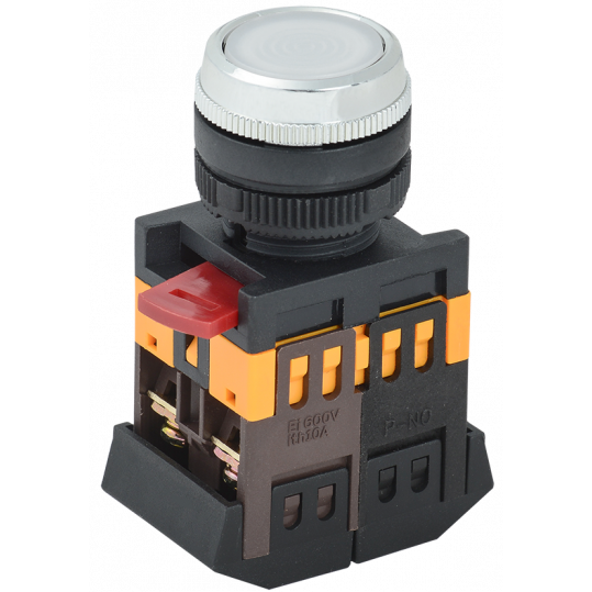 Кнопка ABLFS-22 белый d=22мм неон/240В 1з+1р IEK