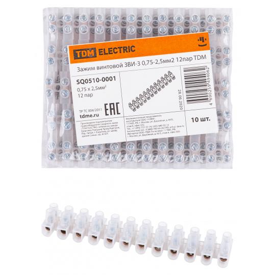 Зажим винтовой ЗВИ-3 0,75-2,5мм2 12пар TDM