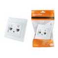 Розетка телефонная RJ11 + компьютерная RJ45 белая "Лама" TDM