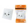 Розетка телефонная RJ11 + компьютерная RJ45 белая "Лама" TDM