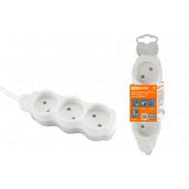 Удлинитель бытовой  "Люкс" УЛ3 3 гнезда, 10м, б/з, с з/ш, ПВС 2х0,75 мм2  10А/250В бело-серый TDM