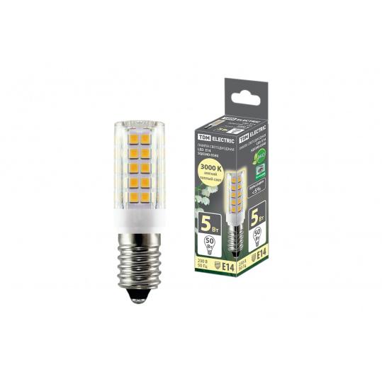 Лампа светодиодная Е14-5 Вт-230 В-3000 К, SMD, 16x54 мм TDM