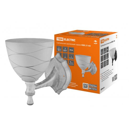 Светильник НББ 21-60-1411 УХЛ4 (белый под серебро, плафон конус "линии") TDM