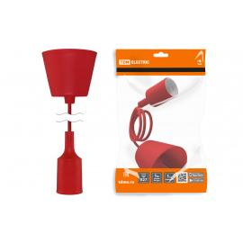 Патрон пластиковый Е27 с подвесом 1 м, красный TDM